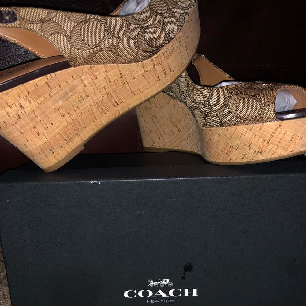 Coach wedge heel sling back